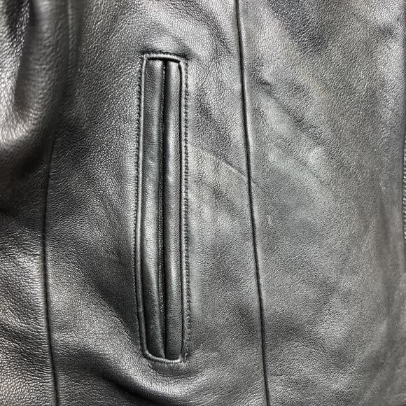Vintage Y2K Zara Motorcycle Leather Jacket Black Womens Size 2XL Fits Smaller!! - Picture 8 of 15